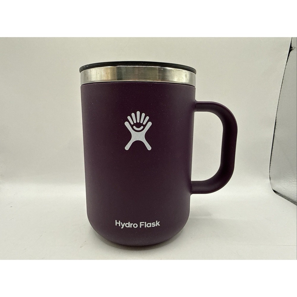 Hydro Flask 24oz Coffee Mug Stainless Steel Handle Purple Eggplant Excellent
